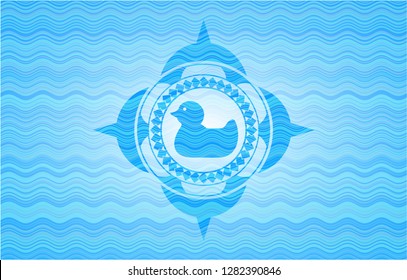 rubber duck icon inside light blue water emblem.