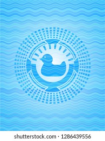 rubber duck icon inside light blue water wave badge.