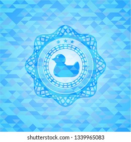 rubber duck icon inside light blue mosaic emblem
