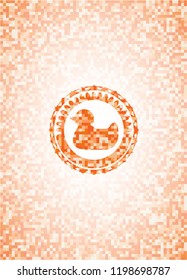 rubber duck icon inside orange mosaic emblem