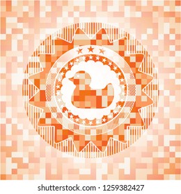 rubber duck icon inside orange mosaic emblem