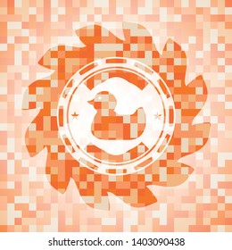 rubber duck icon inside orange mosaic emblem