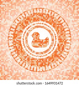 rubber duck icon inside orange mosaic emblem