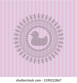 rubber duck icon inside pink emblem. Retro