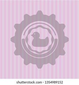 rubber duck icon inside pink emblem. Vintage.