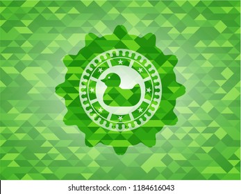 rubber duck icon inside realistic green mosaic emblem