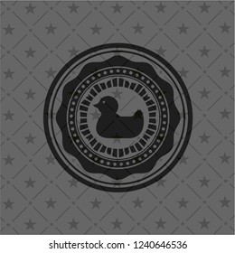 rubber duck icon inside realistic dark emblem