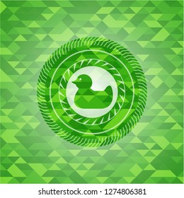 rubber duck icon inside realistic green mosaic emblem