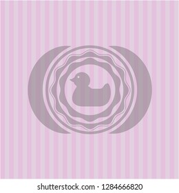 rubber duck icon inside realistic pink emblem