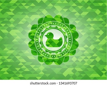 rubber duck icon inside realistic green mosaic emblem