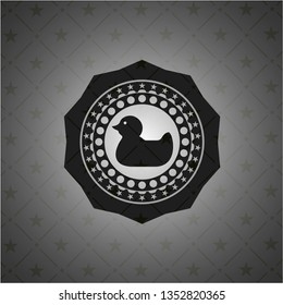 rubber duck icon inside realistic dark emblem