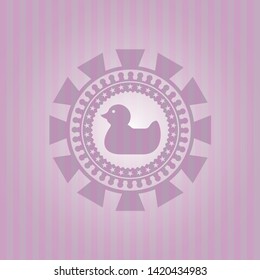 rubber duck icon inside realistic pink emblem