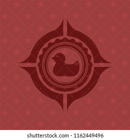 rubber duck icon inside red emblem. Vintage.