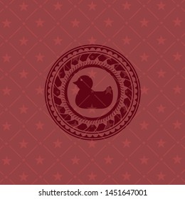 rubber duck icon inside red emblem. Vintage.