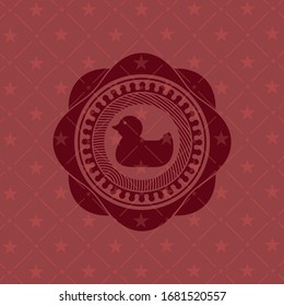 icono del pato de goma dentro del emblema rojo