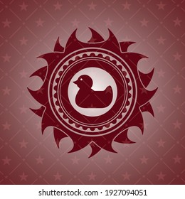 rubber duck icon inside red emblem. Vintage.. 