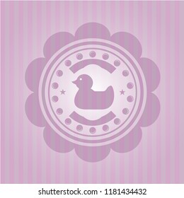rubber duck icon inside retro style pink emblem