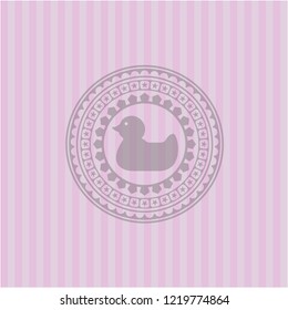 rubber duck icon inside retro pink emblem