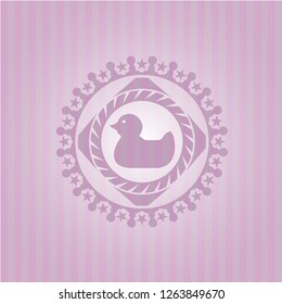 rubber duck icon inside retro pink emblem