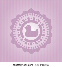 rubber duck icon inside retro pink emblem