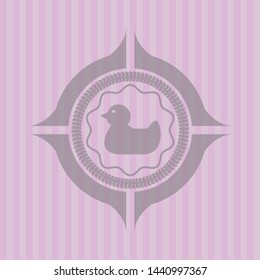 rubber duck icon inside retro pink emblem