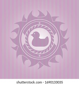 rubber duck icon inside retro pink emblem