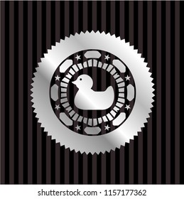 rubber duck icon inside silver shiny badge