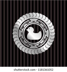 rubber duck icon inside silver badge