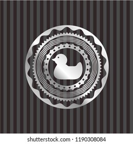 rubber duck icon inside silver badge or emblem