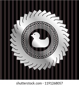 rubber duck icon inside silver emblem or badge