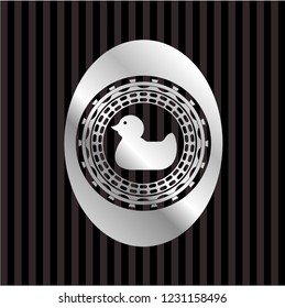 rubber duck icon inside silver badge or emblem