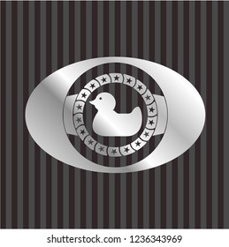 rubber duck icon inside silver emblem or badge