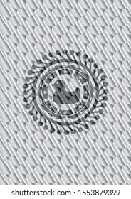 rubber duck icon inside silver emblem or badge. Scales pattern. Vector Illustration. Detailed.