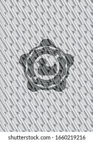 icono del pato de goma dentro del emblema de color plata. Patrón de escalas. Ilustración vectorial. Detallado.