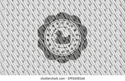 rubber duck icon inside silver color badge. Scales pattern. Vector Illustration. Detailed. 
