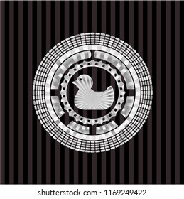 rubber duck icon inside silvery emblem