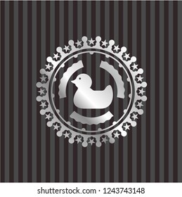 rubber duck icon inside silvery shiny emblem