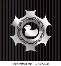 rubber duck icon inside silvery shiny emblem