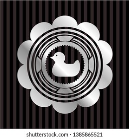 rubber duck icon inside silvery emblem