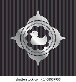 rubber duck icon inside silvery emblem