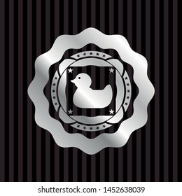 rubber duck icon inside silvery shiny badge