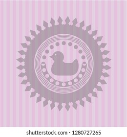 rubber duck icon inside vintage pink emblem