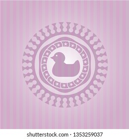 rubber duck icon inside vintage pink emblem