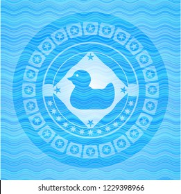 rubber duck icon inside water representation emblem.