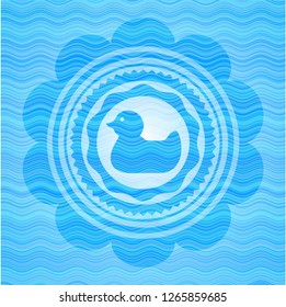 rubber duck icon inside water wave concept emblem background.