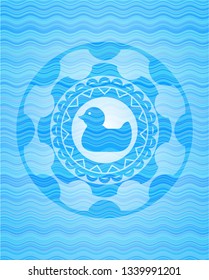 rubber duck icon inside water wave concept emblem background.