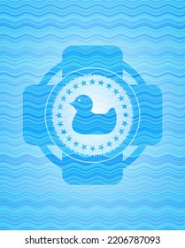 rubber duck icon inside water concept emblem background. 