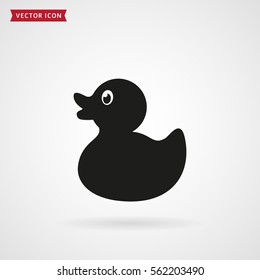 Rubber duck icon isolated on white background. Baby toy. Vector illustration
