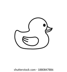 Rubber duck icon line style isolated on white background. Vector illustration