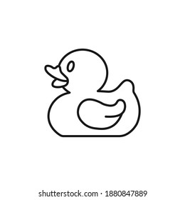 Estilo de línea de icono del pato de caucho aislado en fondo blanco. Ilustración del vector